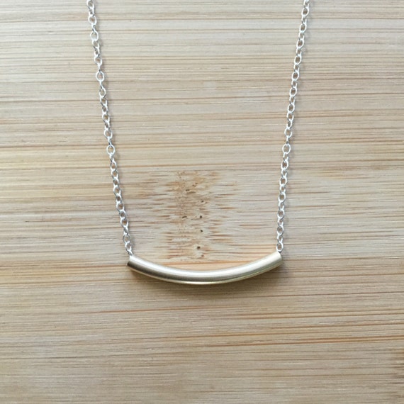 Minimalist Mixed Metal Choker Sterling Silver Chain 14K Gold Filled Tube Necklace Layering Necklace Mixed Metal Tube Necklace