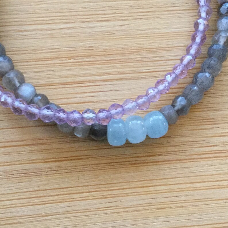 Download Multi Strand Moonstone and Amethyst Bracelet Sterling Silver | Etsy