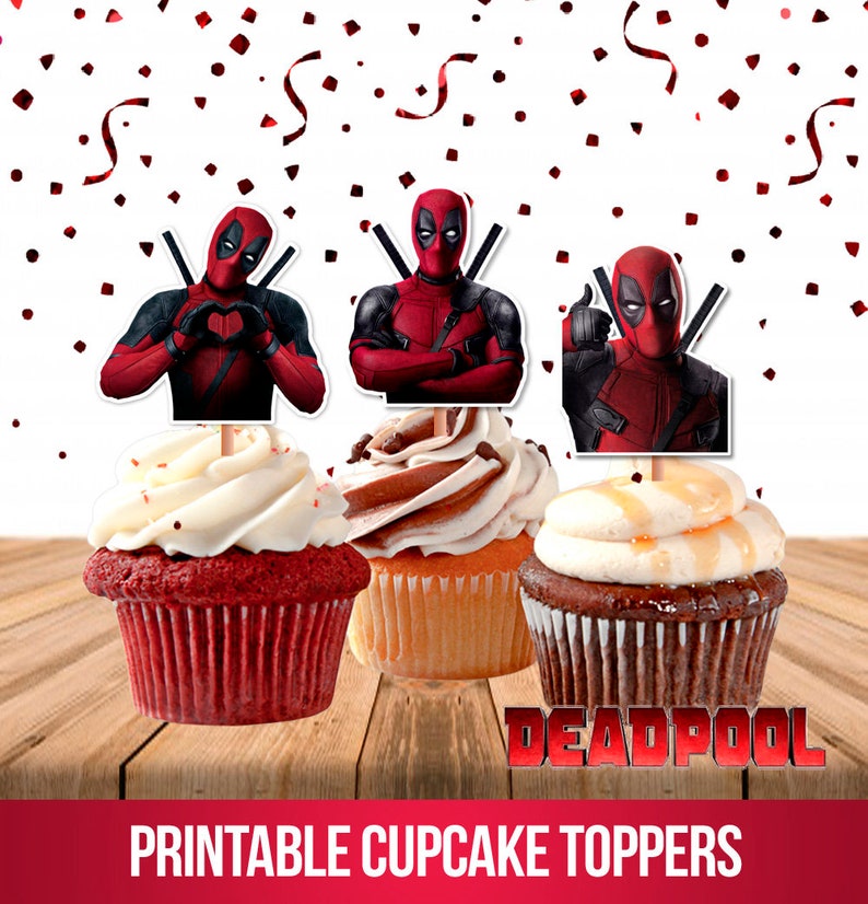 Printable Deadpool Cupcake Toppers Deadpool Party Deadpool Etsy