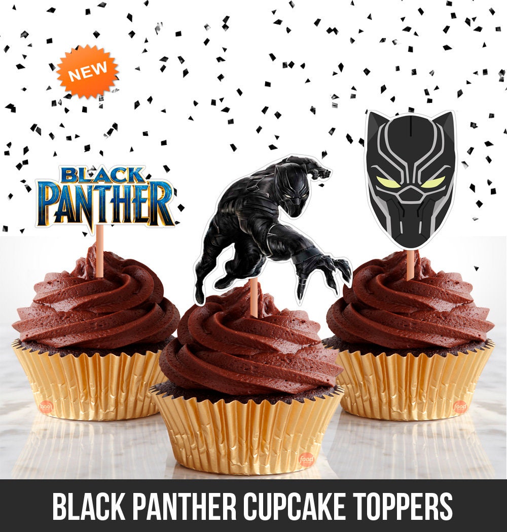 Black Panther Cupcake Toppers Double Sided 3 Toppers | Etsy