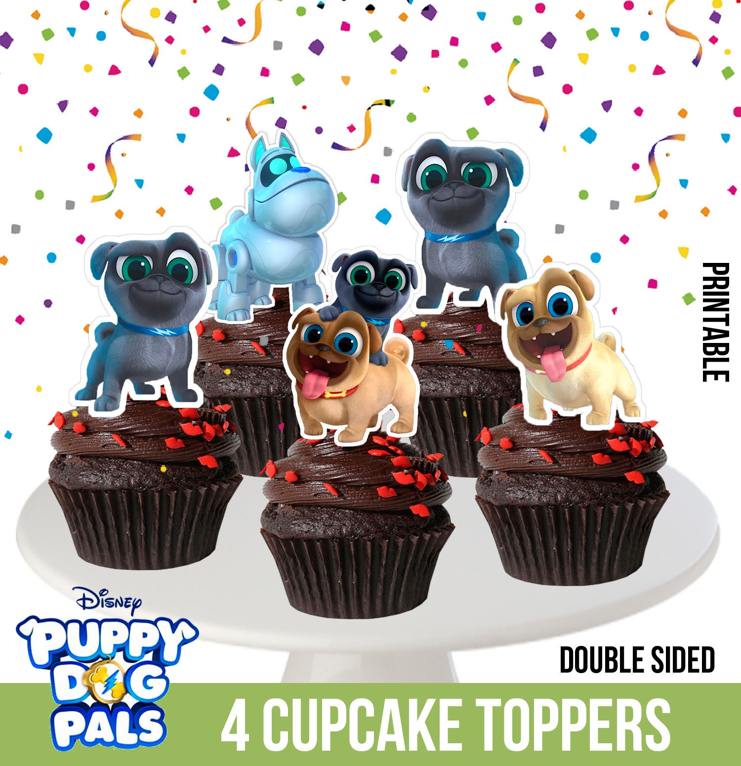 Printable Puppy Dog Pals Cupcake Toppers Double Sided Puppy | Etsy
