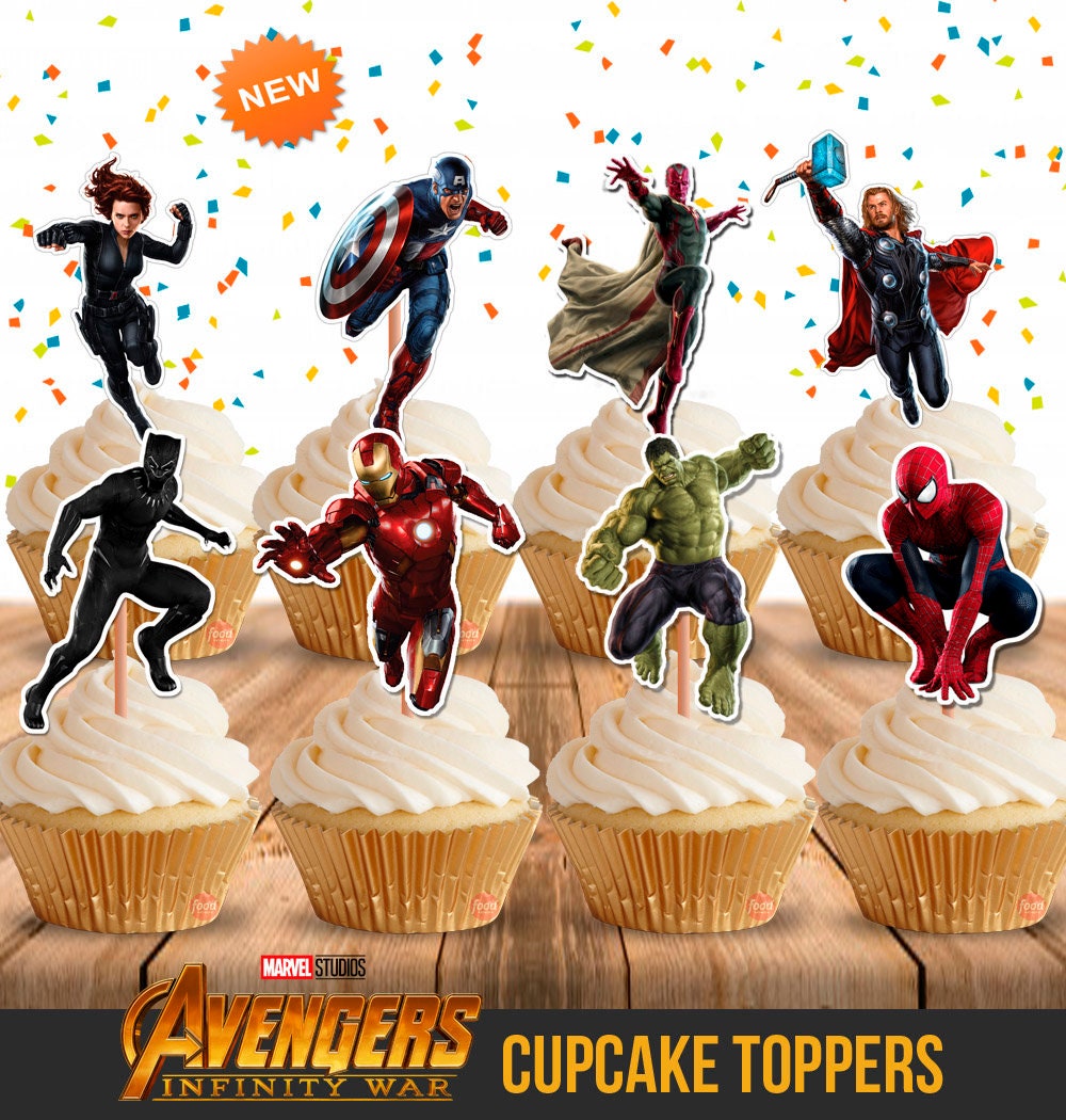 New Avengers Cupcake Toppers 9 Toppers Printable Superhero Etsy