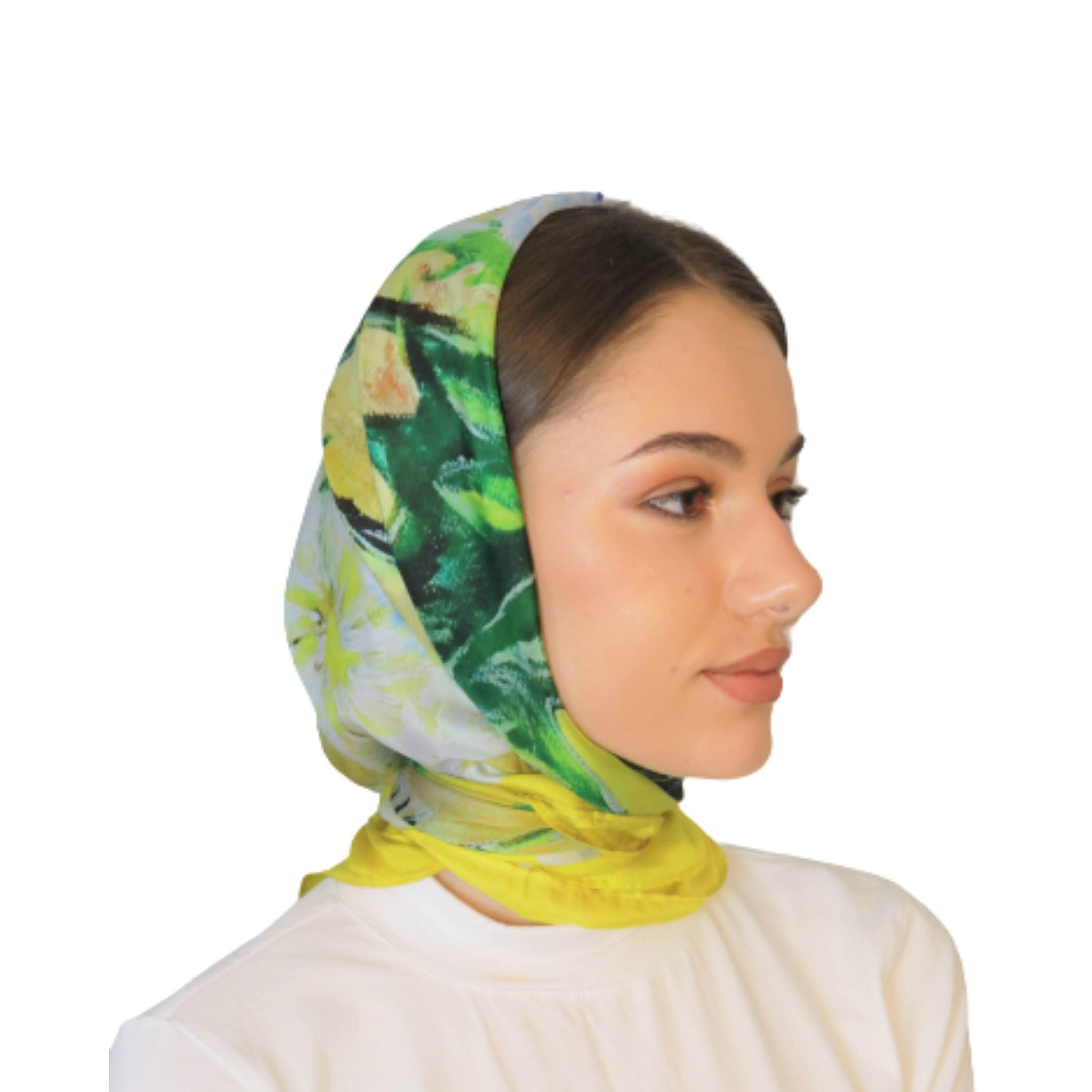 Yellow Large Square Pure Silk Scarf Printed Silk Head Scarf - Etsy