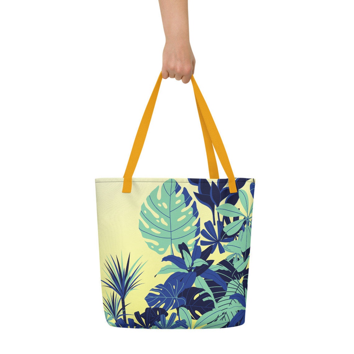 Large beach fabric bag Yellow beach women bag Beach Tote Bag Etsy