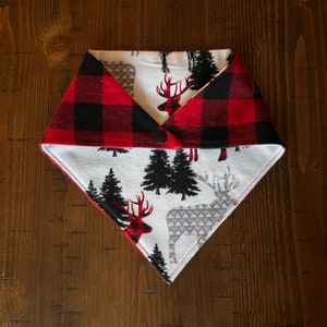 Classic Red Buffalo Check // Elk Silhouette // Flannel Dog Bandana // Red Buffalo Plaid // Christmas Dog Bandana // Winter Dog Bandana