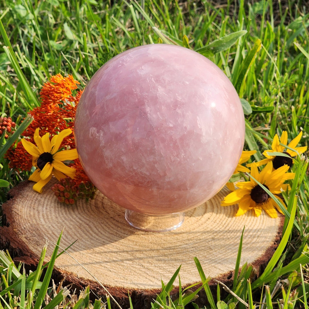 Rose Quartz Sphere Large Natural Crystal Ball Healing Etsy
