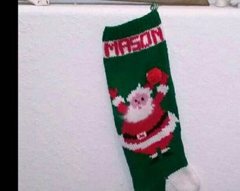 Personalized Rotund Santa Knitted Christmas Stocking