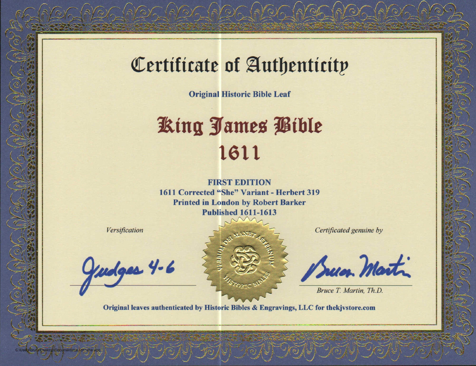 1611 KJV KING JAMES BIBLE LEAF PAGE BOOK OF JUDGES 9:39-11:10 ISRAEL  PUNISHED VG