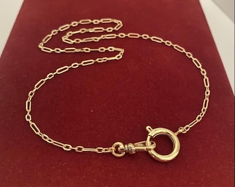 Charm Necklace - Pic Length Chain Dog clip Spring Swivel Clasp Gold plated