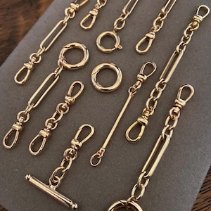 Chain Extender Pick Length 14k Gold PVD Plated Swivel Dog Clip Spring Clasp