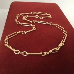 Watch Chain Necklace Pick Length 14k Gold Plated 2 Dog Swivel Clip Paperclip Trombone