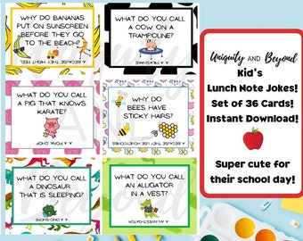 Kids Lunch Note Jokes, Printable Lunch Note Jokes, Lunch Joke Notes, Back to School Notes, printable, Lunch Jokes for Kids, Lunch Box Jokes