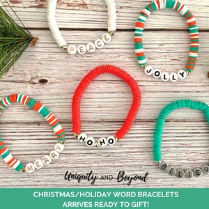 Weihnachten Armband, Weihnachten Name Armband, Geschenk für Kind, Stocking Stuffer für Sie, Stocking Stuffer für Kind, Weihnachtsschmuck, Gefälligkeiten