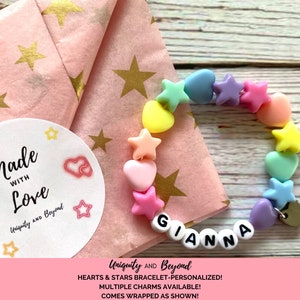 Personalized Name bracelet, Bracelet gift, Kids birthday gift, Heart bracelet for girls, Gifts for Kids, Personalized Gifts for kids, Charms