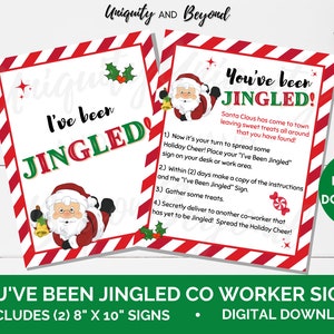 We&#39;ve Been Jingled Sign, You&#39;ve Been Jingled, for Co worker, Co Worker Game, Christmas Printable, Christmas Party Games, Holiday Party Games