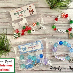 Christmas Name Bracelet, DIY, Christmas Bead Kit, Christmas Bracelet Kit, Gift for Kid, Kid Stocking Stuffer, Christmas Party Favors