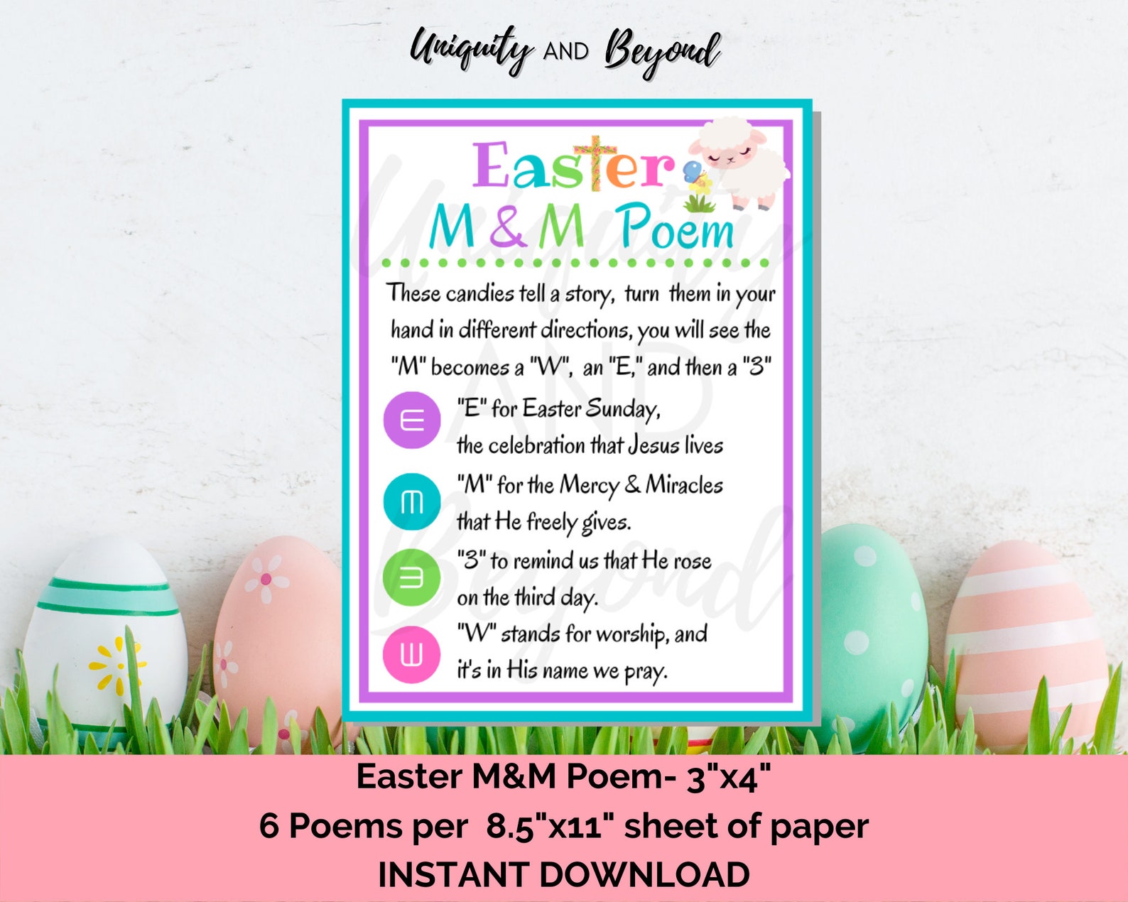 Printable Easter Poem Easter Poem M&amp;M Easter Poem Easter - Etsy