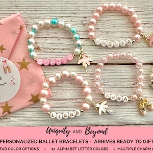 Name Bracelet, Girls Name Bracelet, Personalized, Ballet Bracelet, Ballerina Bracelet, Dance, Pink, Kids Ballerina Jewelry, Dance Recital