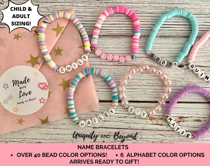 Name Bracelet Girls Name Bracelet Personalized Heishi Etsy