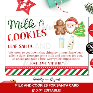Leche y Galletas para Papá Noel, Galletas para Papá Noel, Carta de Papá Noel, Carta a Papá Noel, Carta de Papá Noel, Galletas de Navidad, Juego de Navidad, Editable