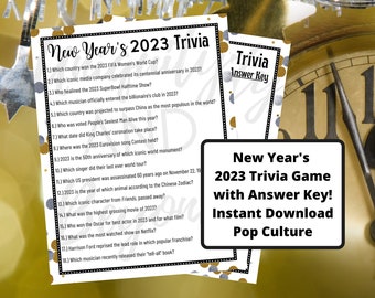 New Years Games, New Years Eve Games, 2023 Pop Culture Trivia Game, New Years Activities, 2023 Trivia Game, New Years Trivia Game,Party Game