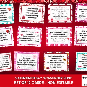 Valentine's Day Scavenger Hunt Clues, Valentine's Day Treasure Hunt, Valentine's Day Games, Digital Download, Kids Activity