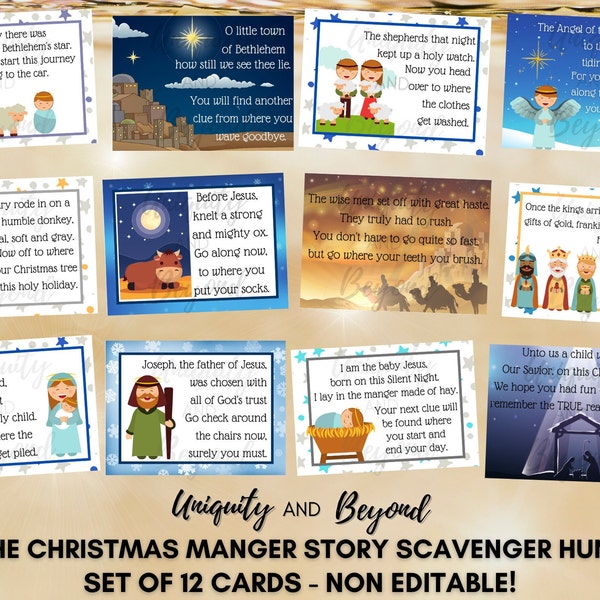 The Christmas Story, The Christmas Manger, The Bible Story, Christmas Scavenger Hunt, Scavenger Hunt Clues, Treasure Hunt, Nativity Story