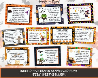 INDOOR Halloween Scavenger Hunt, Halloween Treasure Hunt, Scavenger Hunt Clues, Trick or Treat Game, Halloween Games, Halloween Party