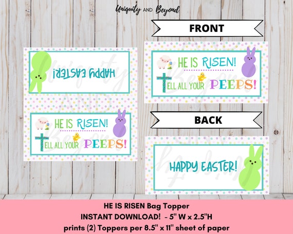 Printable Easter Treat Bag Topper Easter Bag Toppers Peeps - Etsy