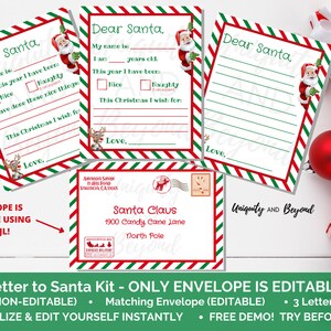 Weihnachtsbrief, Brief an den Weihnachtsmann PRINTABLE, Kinderbrief an den Weihnachtsmann, Weihnachtswunschliste Brief, Brief an den Weihnachtsmann Set, digitaler Download