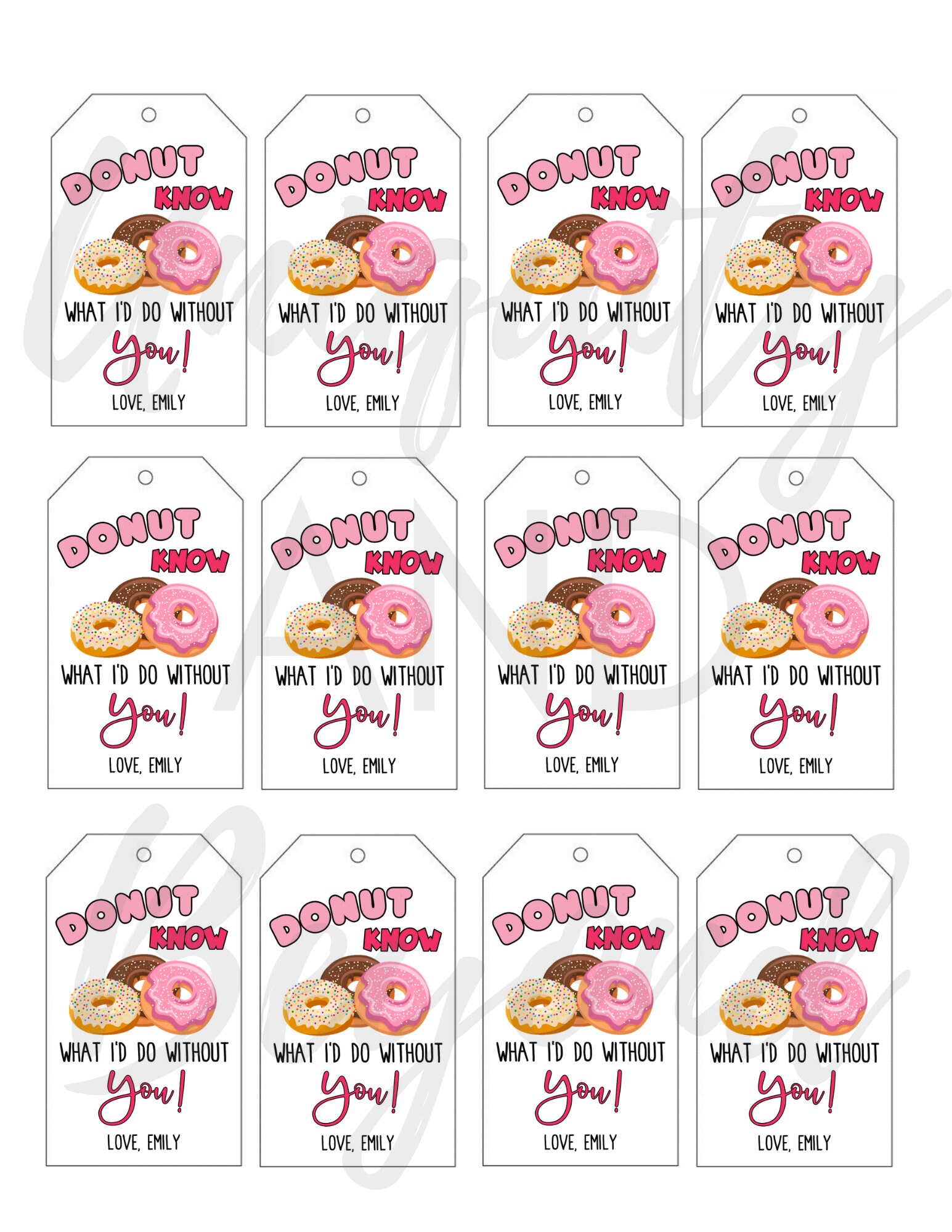 Donut Tags Donut Gift Tags Friends Favor Tags Printable | Etsy