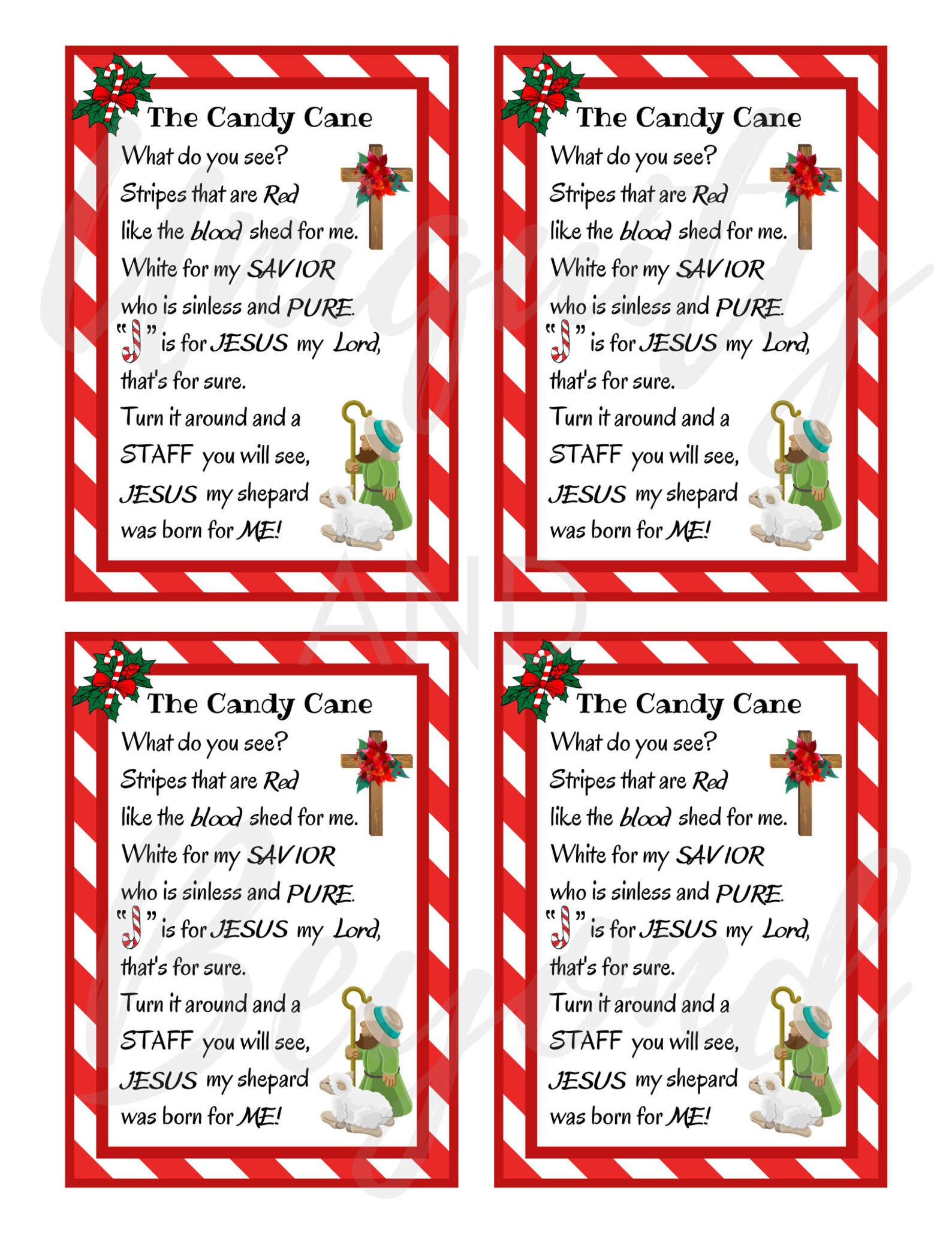 The Candy Cane Poem Christmas Poem Christmas Poem for Kids | Etsy
