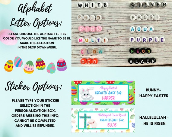 Easter Name Bracelet, DIY, Easter Bead Kit, Easter Bracelet Kit, Bunny  Bracelet, Gift for Kid, Easter Basket Stuffer, Easter Party Favors 