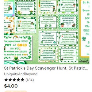 St Patrick's Day Scavenger Hunt, St Patrick's Day Treasure Hunt, St Patrick's Day Games, Leprechaun Hunt, Kids Treasure Hunt, Printable image 3