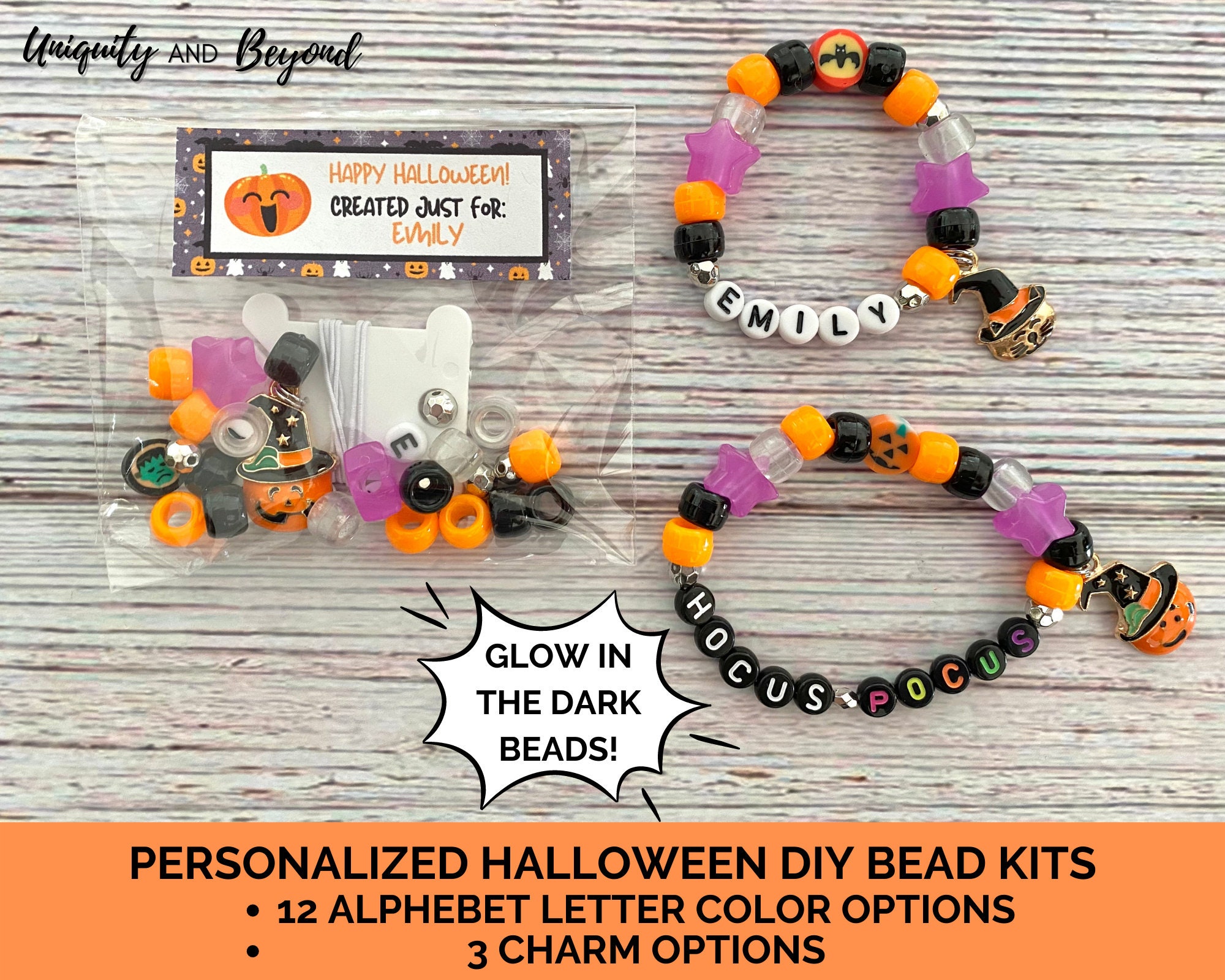 Halloween Clay Bead Stretch Bracelet Charms Personalized