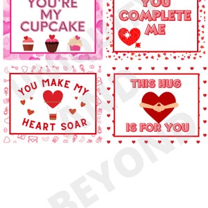 Kids Valentine's Day Lunch Notes, Printable Valentine's Day Lunch Notes ...