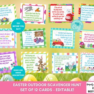 EDITABLE OUTDOOR Easter Scavenger Hunt, Easter Treasure Hunt, Easter Egg Hunt, Egg Hunt, Scavenger Hunt Clues, Easter Games, Party Favors