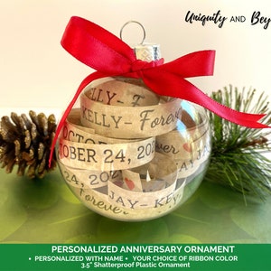 Personalized Anniversary Ornament, Wedding Anniversary Ornament, 1st Anniversary Gift, Paper Anniversary Gift, Couples Ornament, Christmas