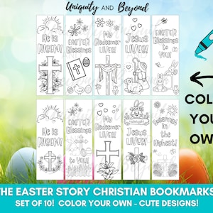 Easter Bookmarks, The Easter Story, He is Risen, Easter Gift for Kid, Scavenger Hunt Prize, Easter Basket Filler, Egg Hunt Prize, Favors
