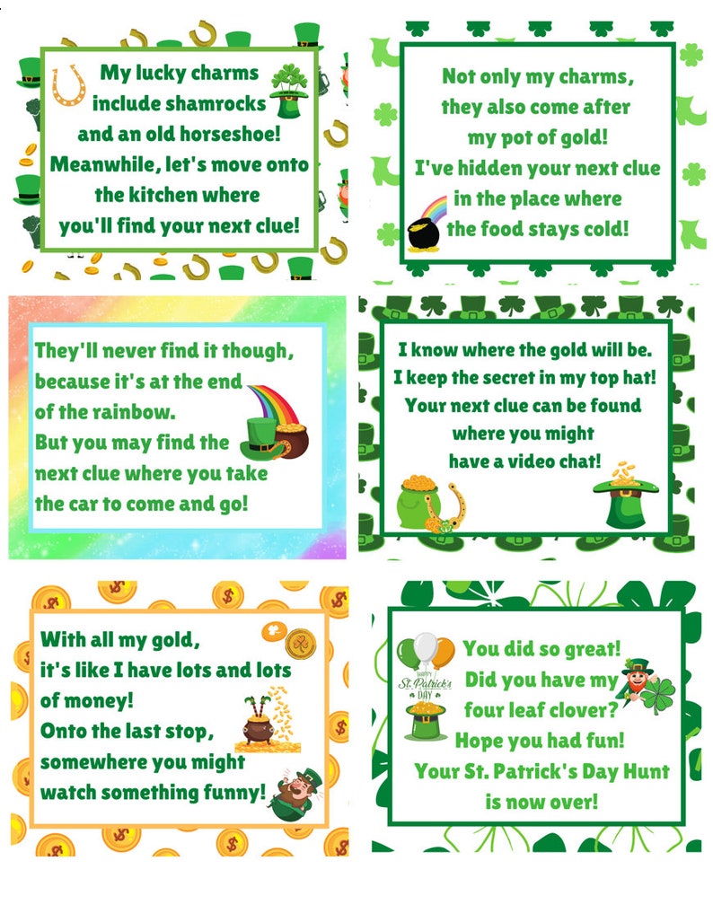 St Patrick's Day Scavenger Hunt, St Patrick's Day Treasure Hunt, St Patrick's Day Games, Leprechaun Hunt, Kids Treasure Hunt, Printable image 8