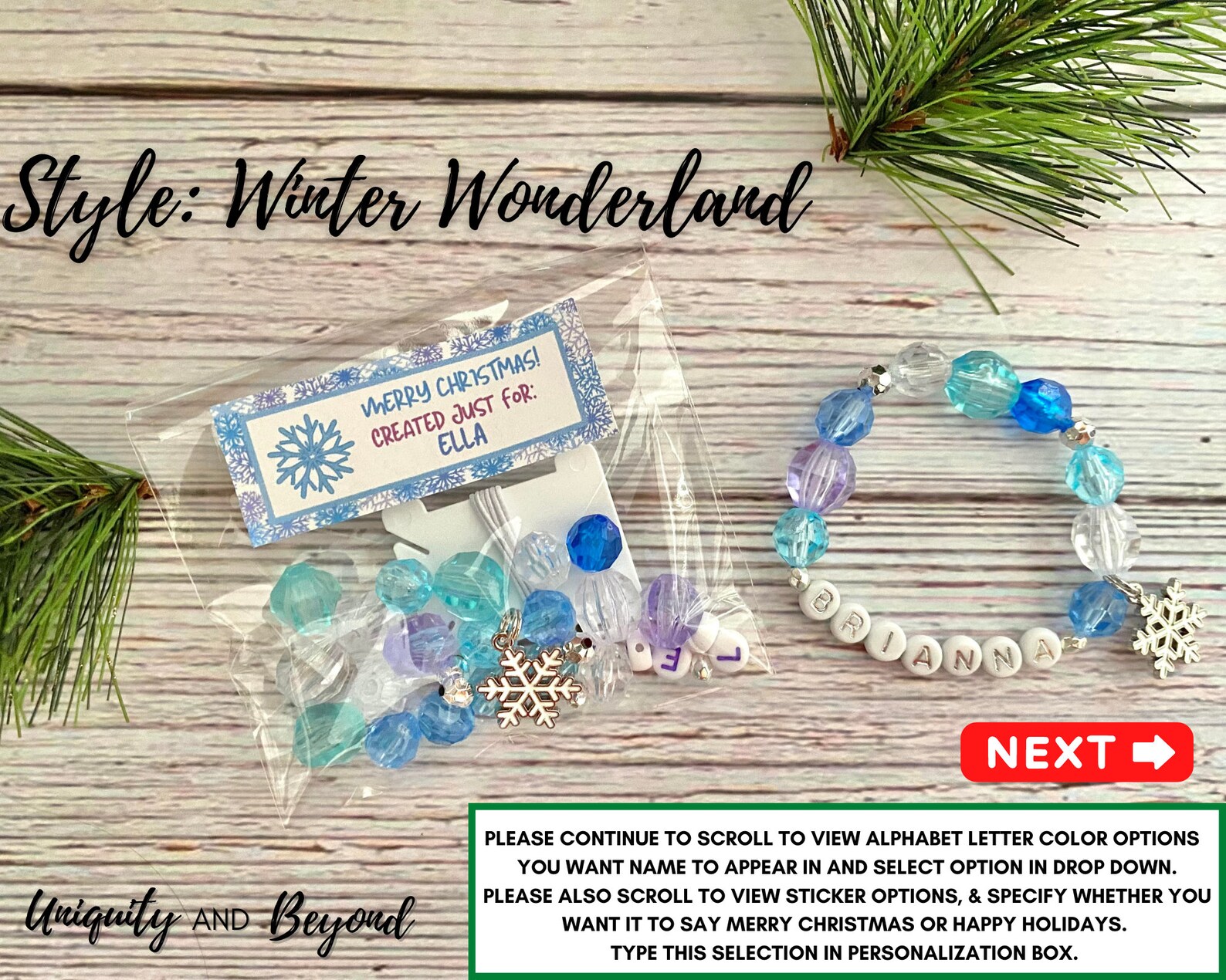 Christmas Name Bracelet DIY Christmas Bead Kit Christmas - Etsy