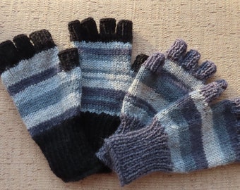 Hand Knitted Fingerless Gloves Pure British Wool