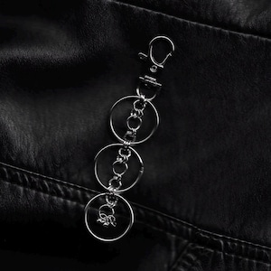 Silver Layered Ring Keychain | Minimalist Chain Bag Charm | Edgy Alt Fashion Accessory