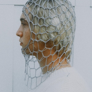 Crochet Chainmail Balaclava – Avant‑Garde Festival Hood | Statement Wearable Art Mask | Stainless Steel Headpiece
