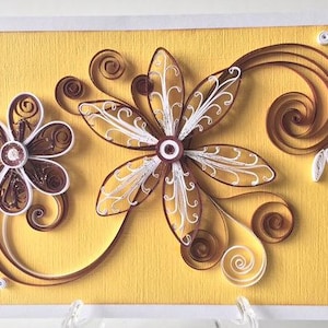 Handmade quilled flower thank you card~Quilling card~Quilled anniversary gift~Blank cards~Fancy quilled card~Quilled card for her