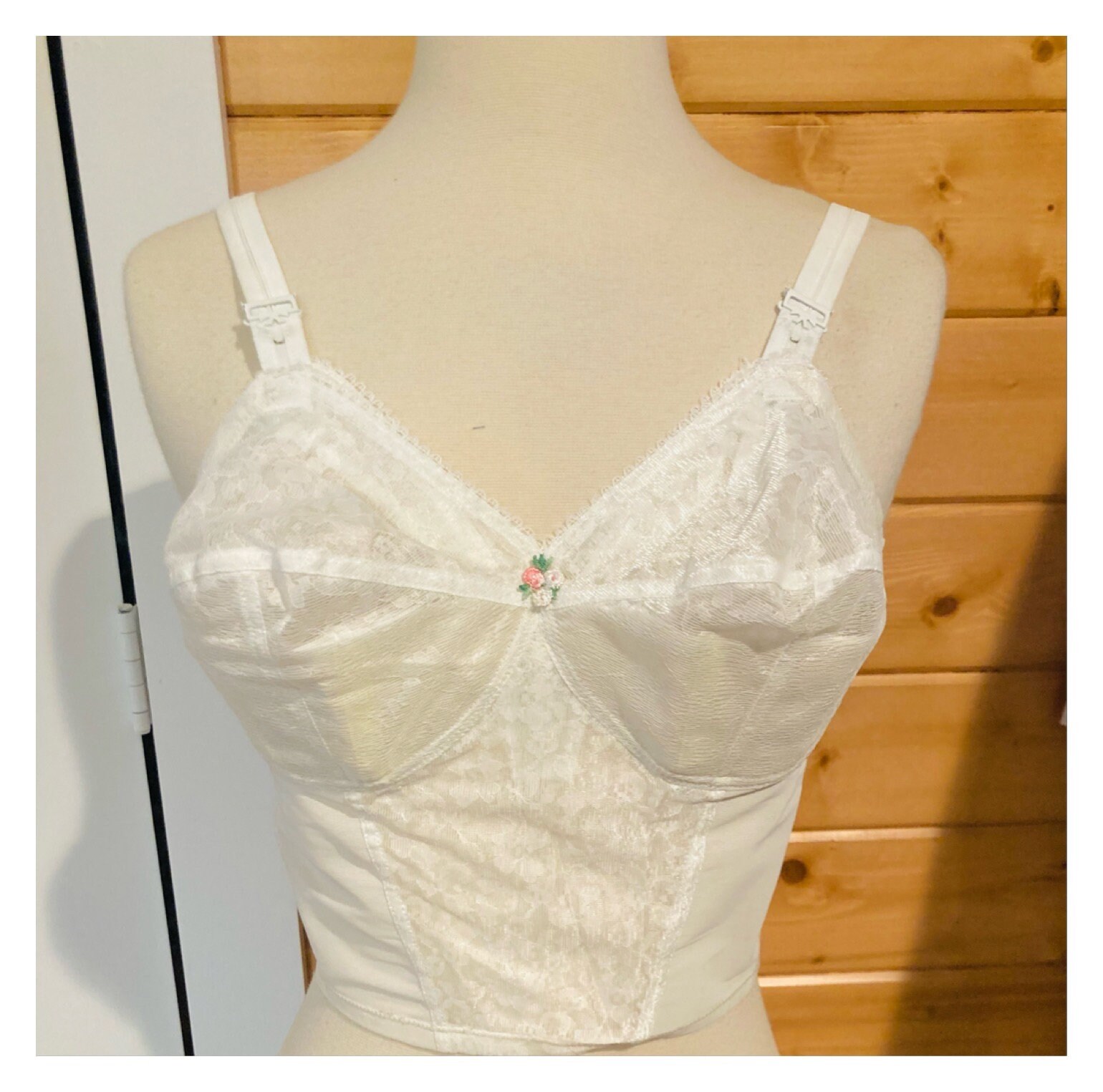 60's Pastel Floral Bullet Bra 32DD/E 