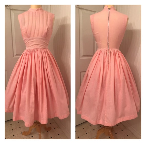 Vintage 1950's pink and white gingham fit and flar