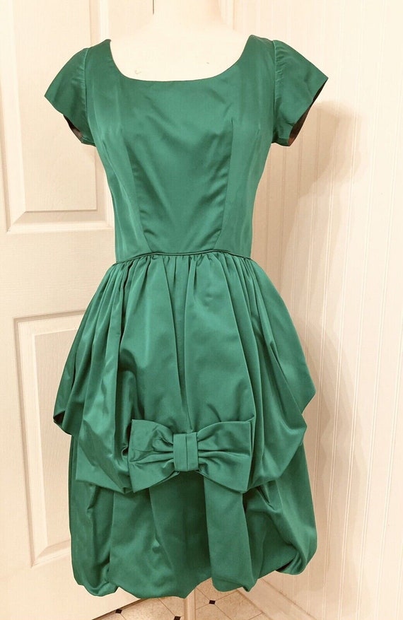Vintage 1950s party dress emerald green bubble dr… - image 1