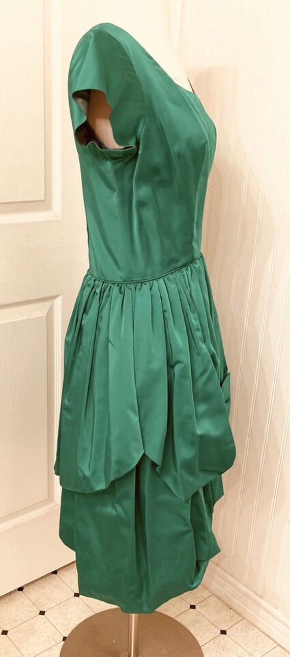 Vintage 1950s party dress emerald green bubble dr… - image 4