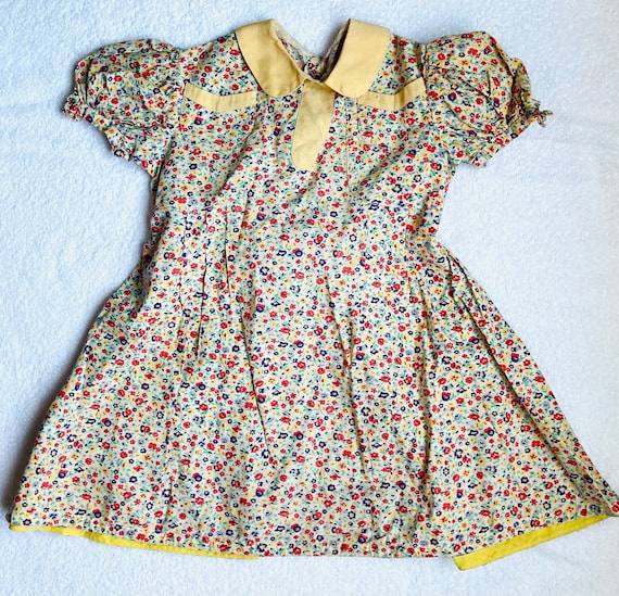 Vintage 1940s early 50s toddler girl dress, cotto… - image 1